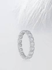 Asscher Cut Moissanite Bezel Set Eternity Diamond Wedding Band Mapple Gems